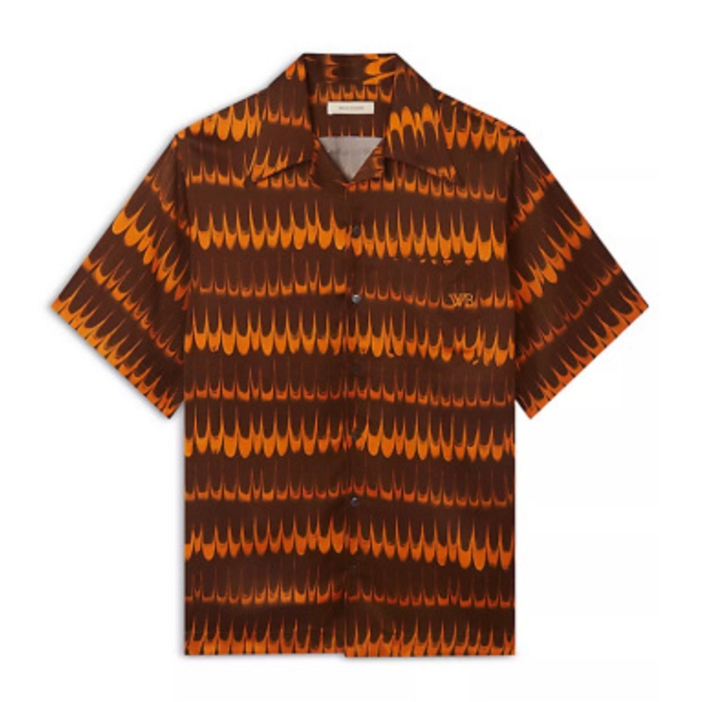Wales Bonner Rhythm Short Sleeve Shirt in Brown Orange, NWT, Size 46 - Picture 2 of 8